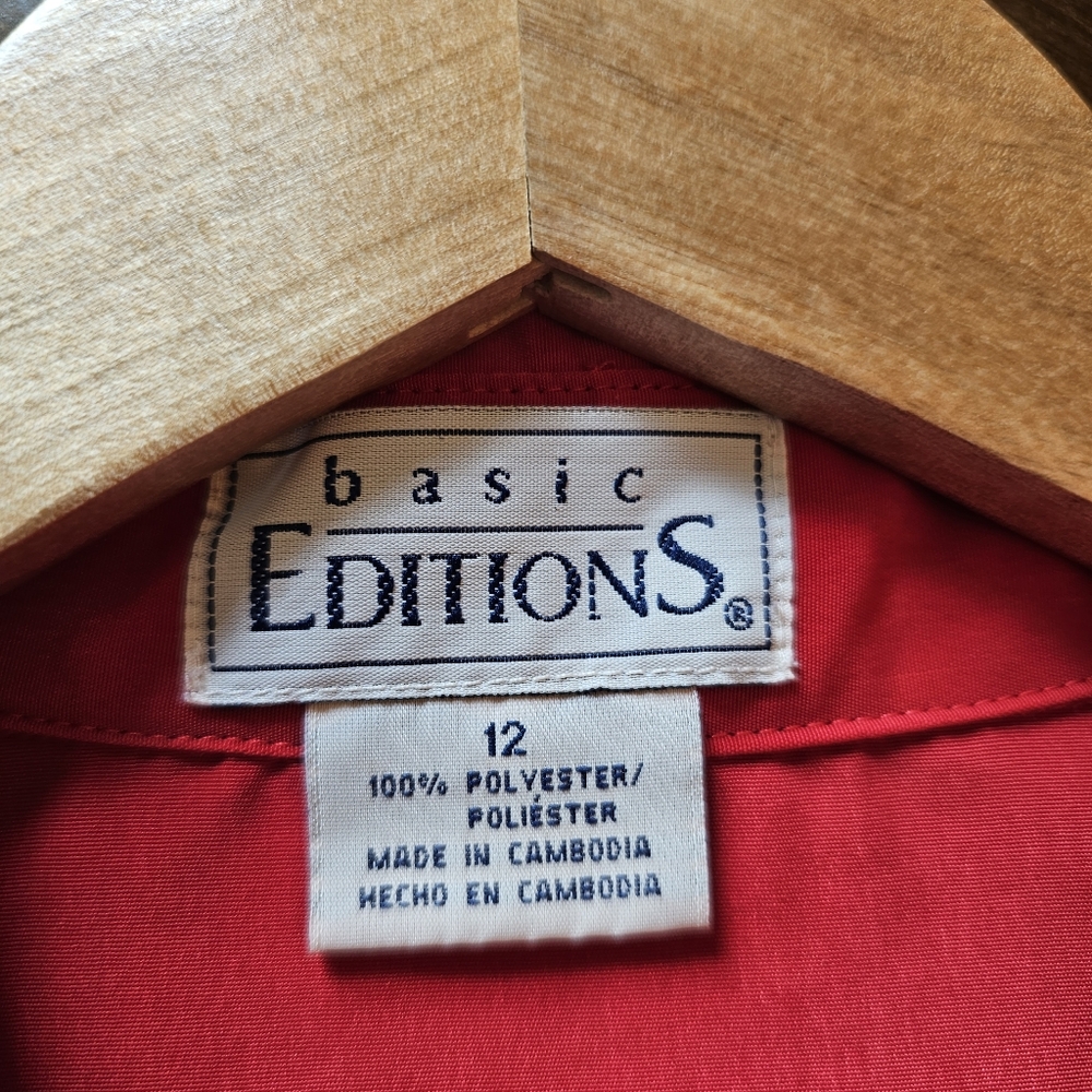 Vintage Vibrant Red Button-Down Basic Editions Bl… - image 5